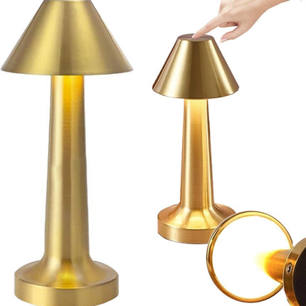 Tafellamp op batterijen - Oplaadbaar en dimbaar - Touch bediening - Moderne touch lamp - Nachtlamp draadloos - Nachtlamp oplaadbaar - Goud