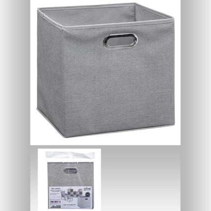 5Five Opbergmand/kastmand grijs - linnen - 29 liter - 31 x 31 x 31 cm - Opbergbox - Vakkenkast manden