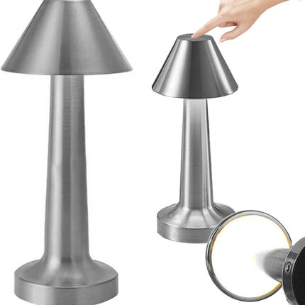 Tafellamp op batterijen - Oplaadbaar en dimbaar - Touch bediening - Moderne lamp - Nachtlamp draadloos - Nachtlamp oplaadbaar - Zilver