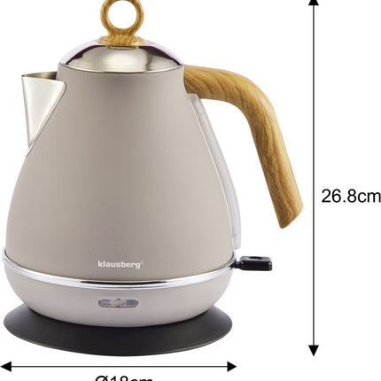 Klausberg 7707 - Retro Waterkoker - 1,7L - RVS - Beige