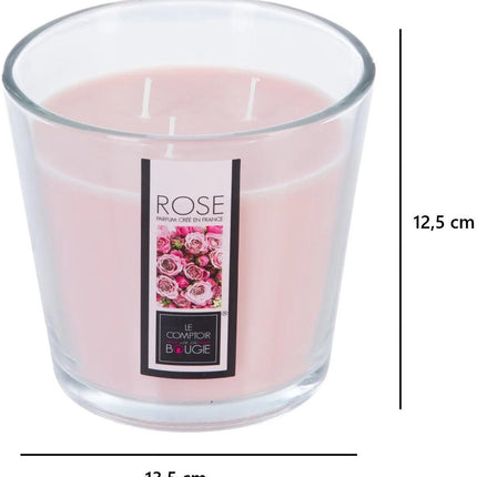 Atmosphera Candles Geurkaars - 3x - in glas - rozen bloemen aroma - 40 branduren - 13 x 12 cm - woondecoratie - geurkaarsen