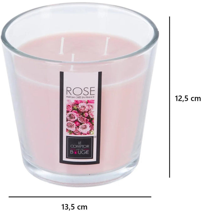 Atmosphera Candles Geurkaars - 3x - in glas - rozen bloemen aroma - 40 branduren - 13 x 12 cm - woondecoratie - geurkaarsen