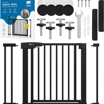 Babyveiligheidshek Zwart 75-103 cm breed - Traphek met Automaatsluiting en Klembevestiging - Veiligheidsrek 80 cm Hoog - Sipo