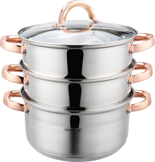 Klausberg 7732 - stoompan - 4 delig - 22 cm - rvs - alle warmtebronnen