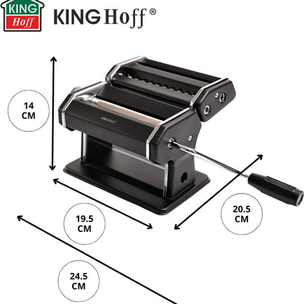 Kinghoff KH-1927 Pastamachine – Professionele Pasta Maker voor Lasagne, Tagliatelle (6mm) en Linguine (2mm) – Inklapbaar, Eenvoudig Schoon Te Maken