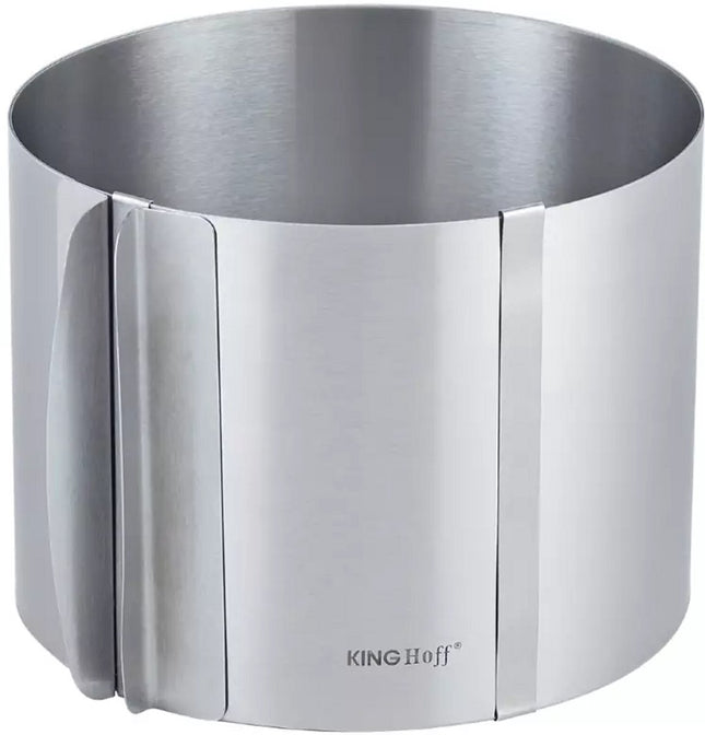 Kinghoff KH1792 - Verstelbare Cake Ring - Rond - Diameter 16 tot 30 cm - Hoogte 12 cm - Hoogwaardig RVS - Satijn Afwerking - Cakevorm - Taartvorm - Bakvorm