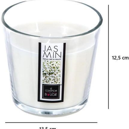 Atmosphera Candles Geurkaars - 2x - in glas - jasmijn aroma - 40 branduren - 13 x 12 cm - woondecoratie - geurkaarsen