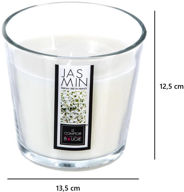 Atmosphera Candles Geurkaars - 2x - in glas - jasmijn aroma - 40 branduren - 13 x 12 cm - woondecoratie - geurkaarsen