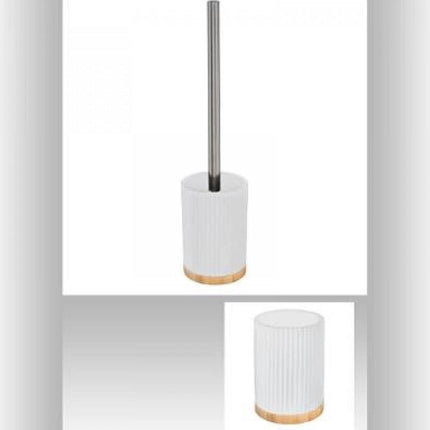 WC-/toiletborstel met houder rond wit polyresin/steen 40 cm