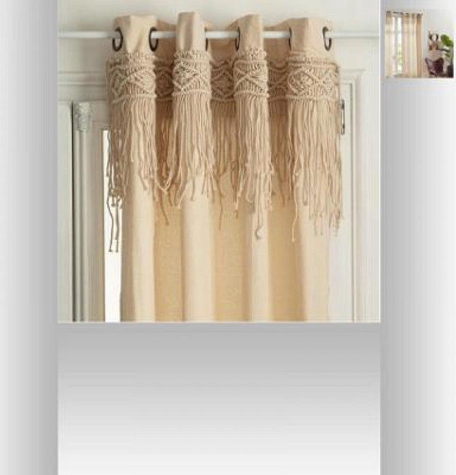 Gordijnen-Macrame ritueel 140x260, beige,merk Atmosphera Créateur d'intérieur