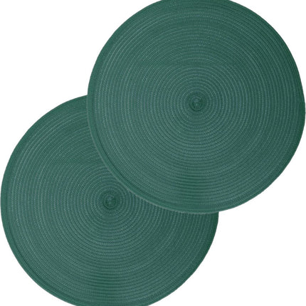 Secret de Gourmet ronde placemat - Set van 8x stuks - emerald groen - gevlochten kunststof - Dia 38 cm - Onderleggers