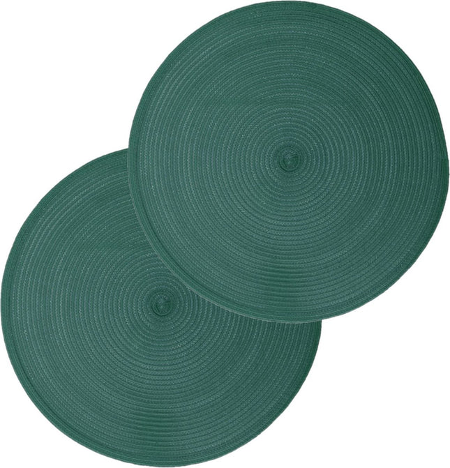 Secret de Gourmet ronde placemat - Set van 8x stuks - emerald groen - gevlochten kunststof - Dia 38 cm - Onderleggers