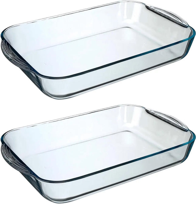 Secret de Gourmet - 2x - Ovenschaal rechthoek - Transparant glas - 40 x 25 cm - 6 liter