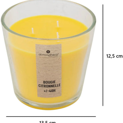 Atmosphera Candles Geurkaars - 2x - in glas - citronella aroma - 40 branduren - 13 x 12 cm - woondecoratie - geurkaarsen