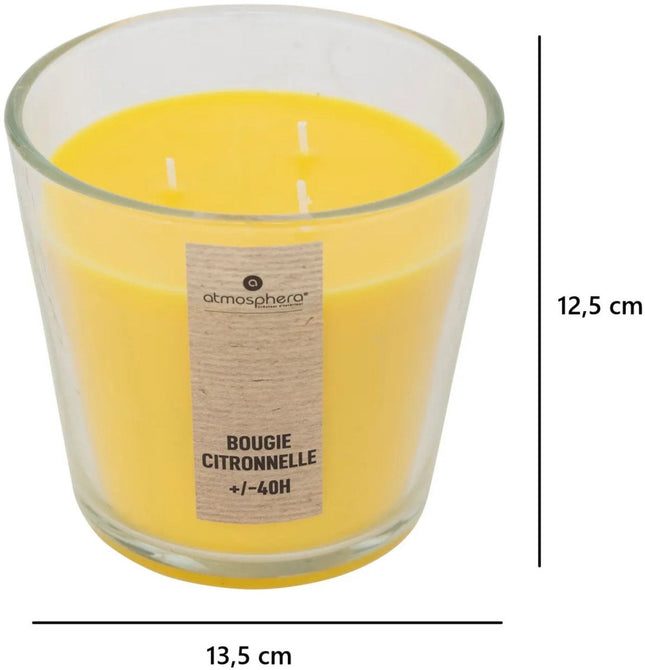 Atmosphera Candles Geurkaars - 2x - in glas - citronella aroma - 40 branduren - 13 x 12 cm - woondecoratie - geurkaarsen