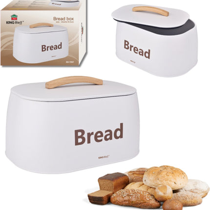 Kinghoff 1947 - Broodtrommel - houten handvat - metaal - Wit