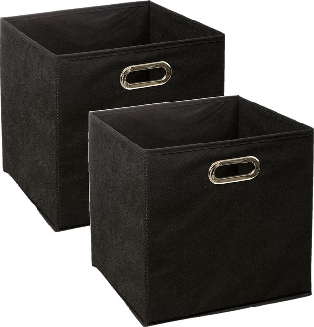 5Five Opbergmand/kastmand zwart - Set van 4x stuks - linnen - 29 liter - 31 x 31 x 31 cm - Opbergbox - Vakkenkast manden