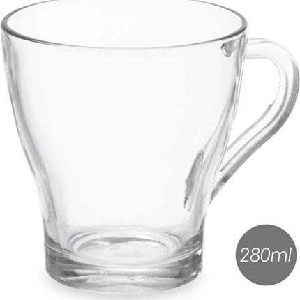 Vivalto Design Koffie/thee glazen met oor - set 6x stuks - transparant glas - 280 ml