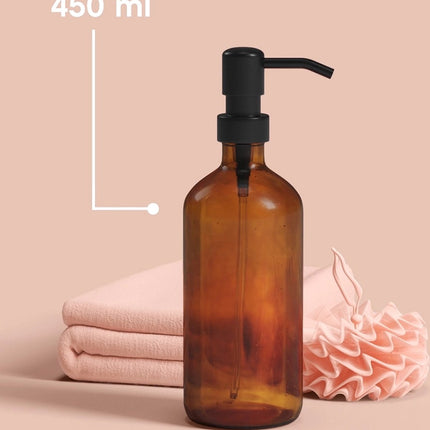 5Five Zeeppompje/dispenser - glas - bruin - 250 ml - navulbaar - toilet/keuken/badkamer