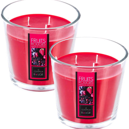 Atmosphera Candles Geurkaars - in glas - rood fruit aroma - 40 branduren - 13 x 12 cm - woondecoratie - geurkaarsen