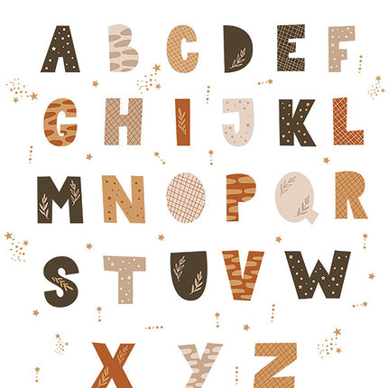 Sipo Wandsticker Alfabet Set - 4 Delige Letters voor Kinderkamer - 70x73 cm - Zelfklevend ABC voor Muur en Meubels - Muurstickers - Letter leren - Educatief