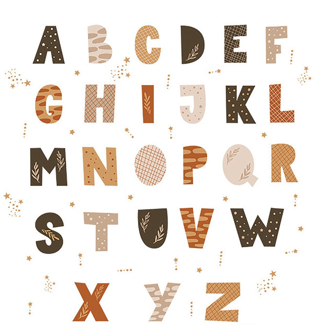 Sipo Wandsticker Alfabet Set - 4 Delige Letters voor Kinderkamer - 70x73 cm - Zelfklevend ABC voor Muur en Meubels - Muurstickers - Letter leren - Educatief