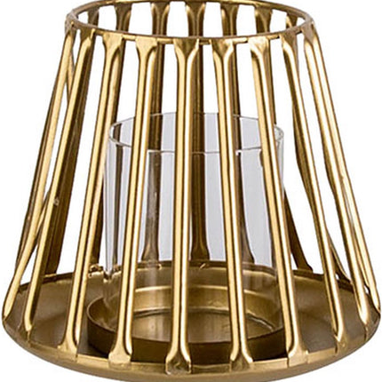Windlicht Goud 14,5x14,5xh12,5cm Metaal