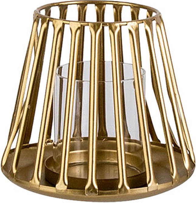 Windlicht Goud 14,5x14,5xh12,5cm Metaal