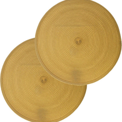 Secret de Gourmet ronde placemat - Set van 8x stuks - geel - gevlochten kunststof - Dia 38 cm - Onderleggers
