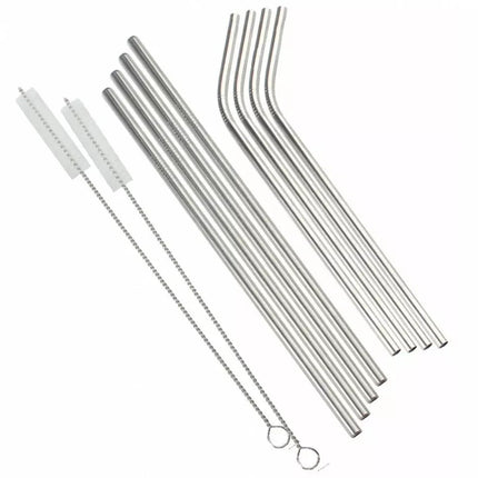 Kinghoff RVS Drinkrietjes Set - 8 Delig - Eco-vriendelijk - Met Schoonmaakborstel en Opbergtas - Model KH1357