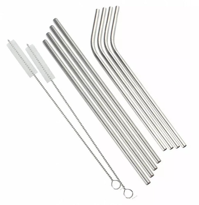 Kinghoff RVS Drinkrietjes Set - 8 Delig - Eco-vriendelijk - Met Schoonmaakborstel en Opbergtas - Model KH1357