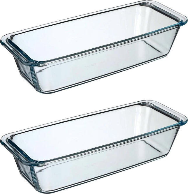 Secret de Gourmet Cake ovenschaal - 2x - rechthoek - Transparant glas - 31 x 12 cm