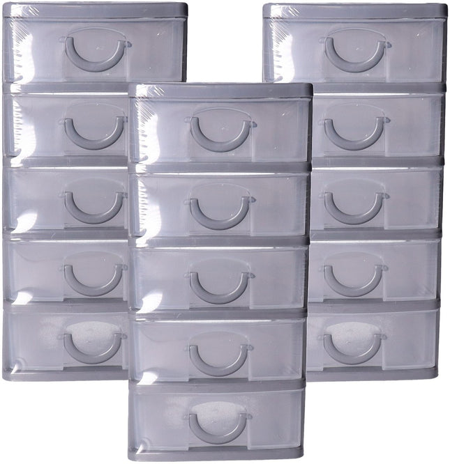 Five Ladeblokje kunststof met 5 lades - 3x - transparant/zwart - 9 x 13 x 19 cm - opberglades