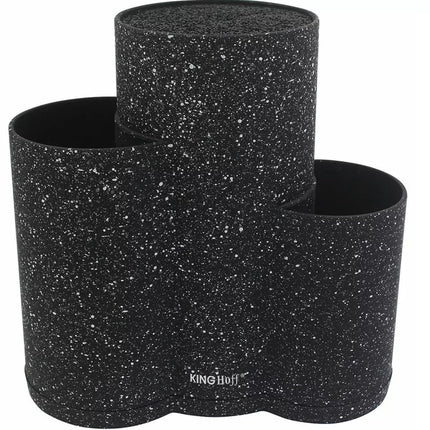 Kinghoff KH1561 - 3-in-1 Messenblok van Marmerlook - Spacebesparend en Stabiel Opbergsysteem voor Messen tot 20 cm - Met Wasbare Binnenkant