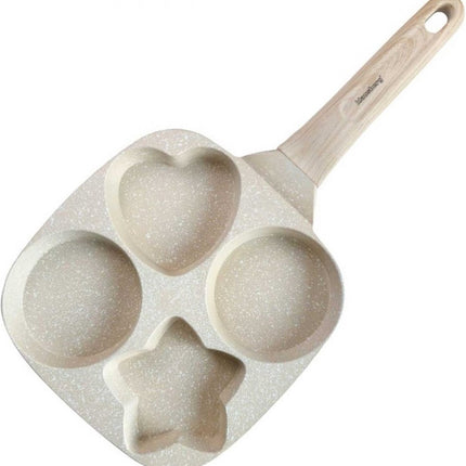 Klausberg 7809 - pan met 4 verschillende vakken voor Eieren - burgers - pannenkoeken - Beige - Anti-aanbakpan