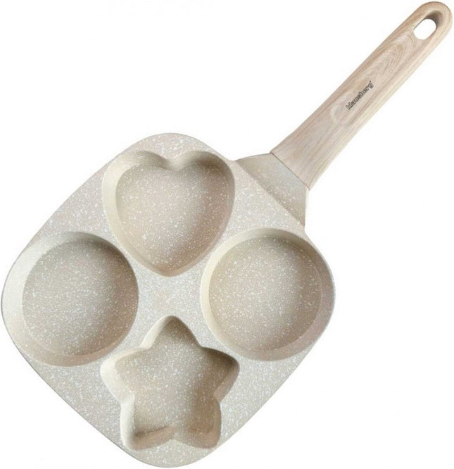 Klausberg 7809 - pan met 4 verschillende vakken voor Eieren - burgers - pannenkoeken - Beige - Anti-aanbakpan