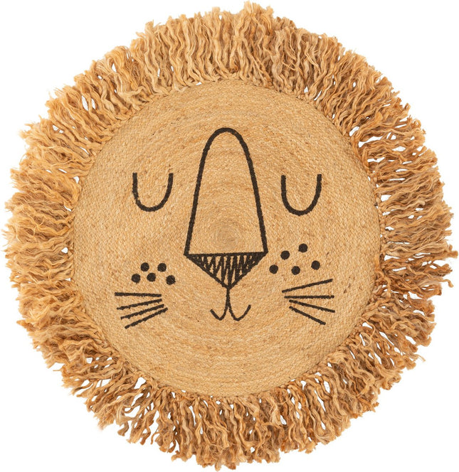 Atmosphera kids tapijt / vloerkleed Leeuw - Dia 90 cm - Jute