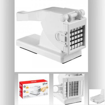 5Five frietsnijder - 27 cm - wit - RVS/kunststof - patat/frites maken - aardappelsnijder