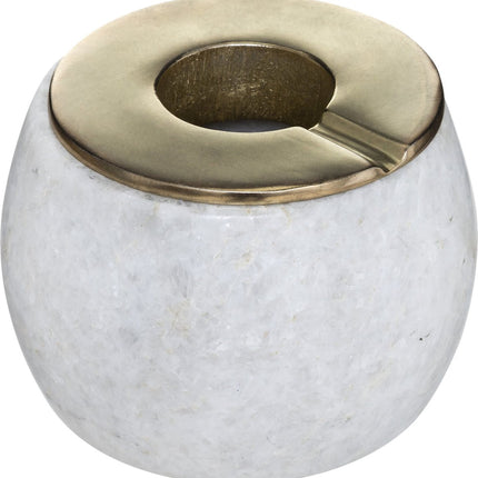Terras asbak/stormasbak rond marmer/ijzer 12 x 10 cm wit - Buiten asbakken