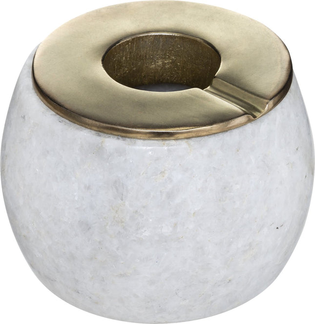 Terras asbak/stormasbak rond marmer/ijzer 12 x 10 cm wit - Buiten asbakken