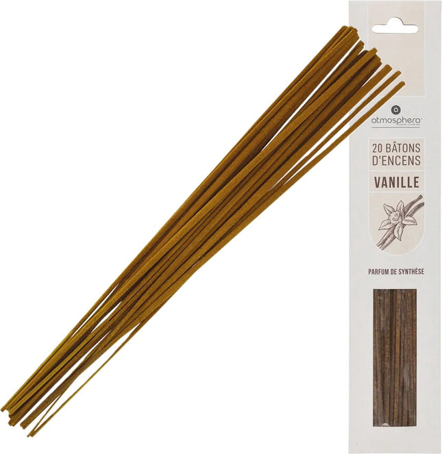 Atmosphera Wierook stokjes in vanille geur - voordeelpak - 20x stokjes - 25cm - Comfort gevoel