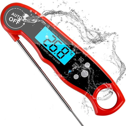 Digitale Thermometer voor Keuken, Koken, Voedsel Melk, Vlees, BBQ, Water, Thee Voor Binnen en Buiten, Waterdicht, RVS, Ultrasnel Rood