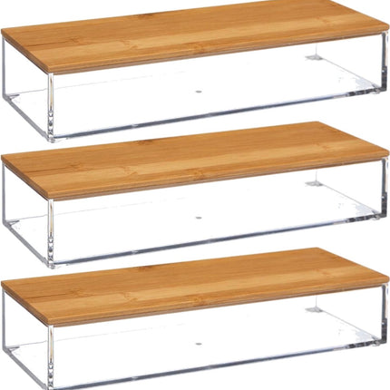 Set van 3x stuks sieraden/make-up houder/box 25,5 x 5 cm van kunststof - Nagellak box - Sieraden box - Make-up box - Organizer