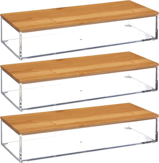 Set van 3x stuks sieraden/make-up houder/box 25,5 x 5 cm van kunststof - Nagellak box - Sieraden box - Make-up box - Organizer