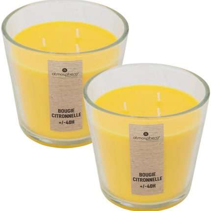 Atmosphera Candles Geurkaars - in glas - citronella aroma - 40 branduren - 13 x 12 cm - woondecoratie - geurkaarsen