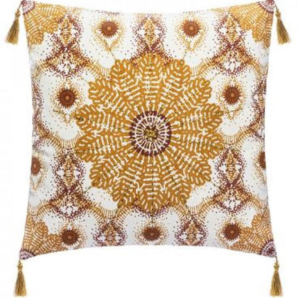 Sierkussenhoes/Kussensloop- 40x40 geborduurde rozet, oker,merkAtmosphera Créateur d'intérieur®