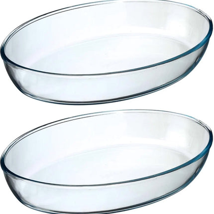 Secret de Gourmet ovenschaal ovaal - Glas - 35 x 25 cm - Set 2x