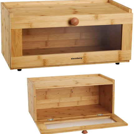 KLAUSBERG Bamboe Brooddoos Met Acryl Front - 40x24,5x19 cm - Natuurlijke Broodopslag - KB-7924 - Broodtrommel - Brood vershouddoos