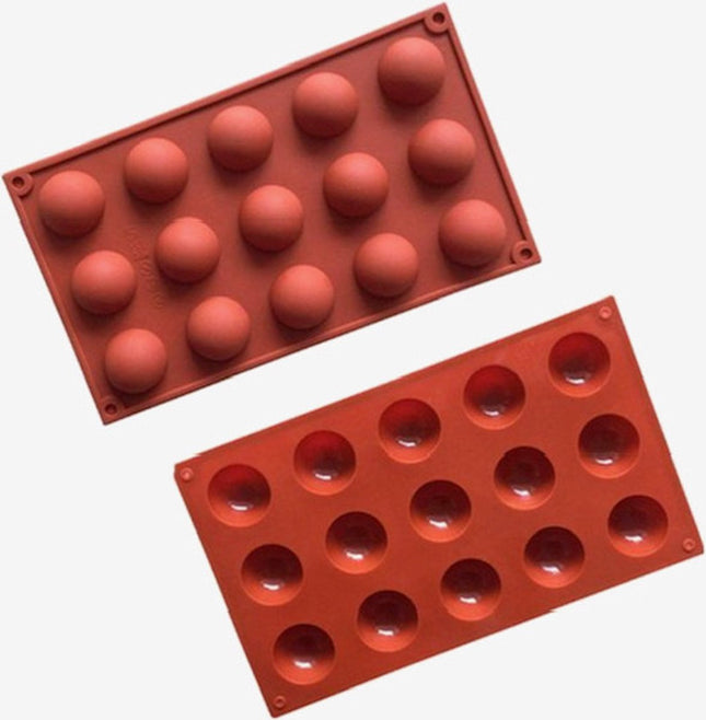 Siliconen Bakvormen Halve Bollen Cakevorm - Ronde Mallen Chocolade - 15 Vullingen - Diameter 5CM