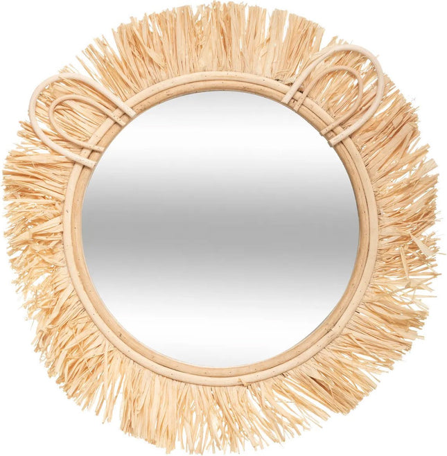 Atmosphera Wandspiegel - safari - rotan - D38 cm - bohemian/boho spiegel